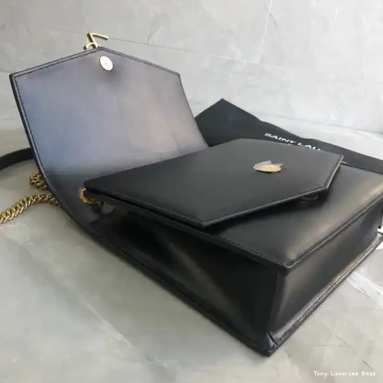 Tony Luxuries LEATHER YSL BURGUNDY BAG IN CHAIN MEDIUM SULPICE 0506